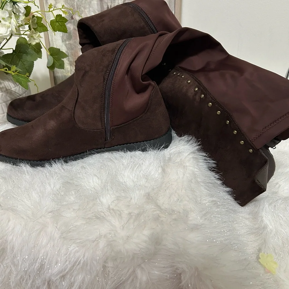 NEW Olivia Miller Suede Tall Women's Boots- Brown, Size 11